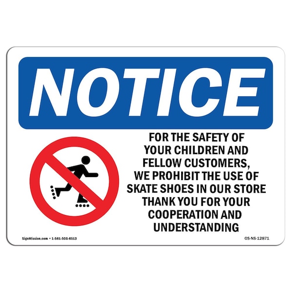 Signmission OSHA Notice Sign, 7" Height, Rigid Plastic, For Safety Of Your Children Sign With Symbol, Landscape OS-NS-P-710-L-12871 - main